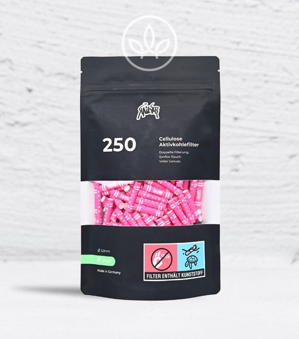 Aktivkohlefilter mit Zellulose-Caps 250er, Pink