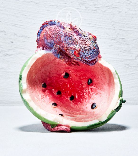 Polyserin Aschenbecher Chamaeleon Melone, Violett