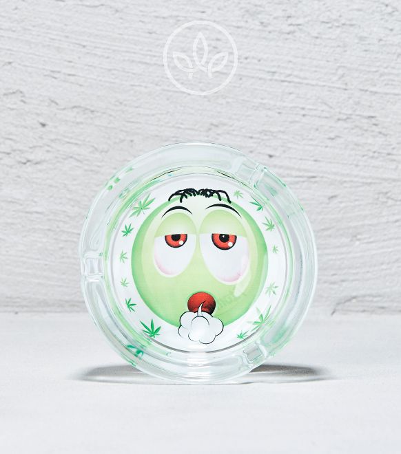 Glas Aschenbecher Smiley Weed