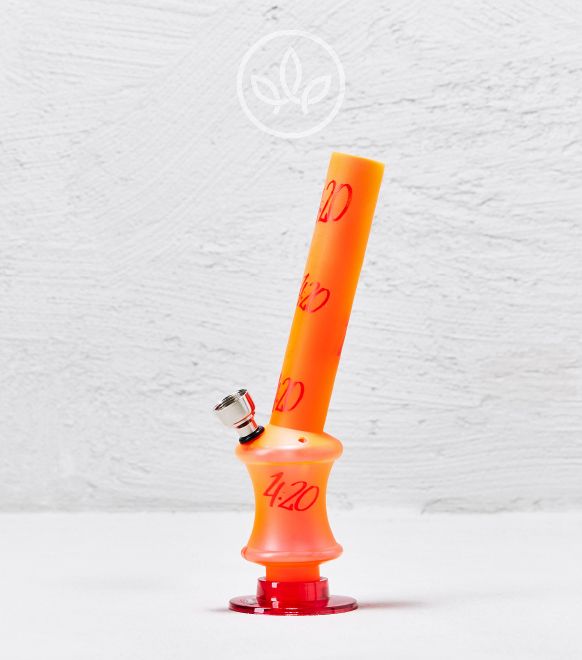 Mini Acryl Bong 420 Aufdruck mit Kickloch 20cm, Orange