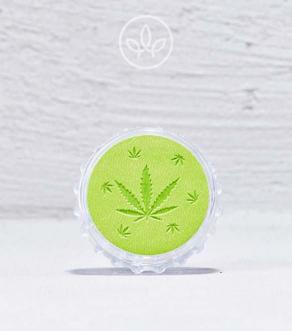 Plastik Grinder mit Cannabis Logo 48mm 3-teilig, Grün