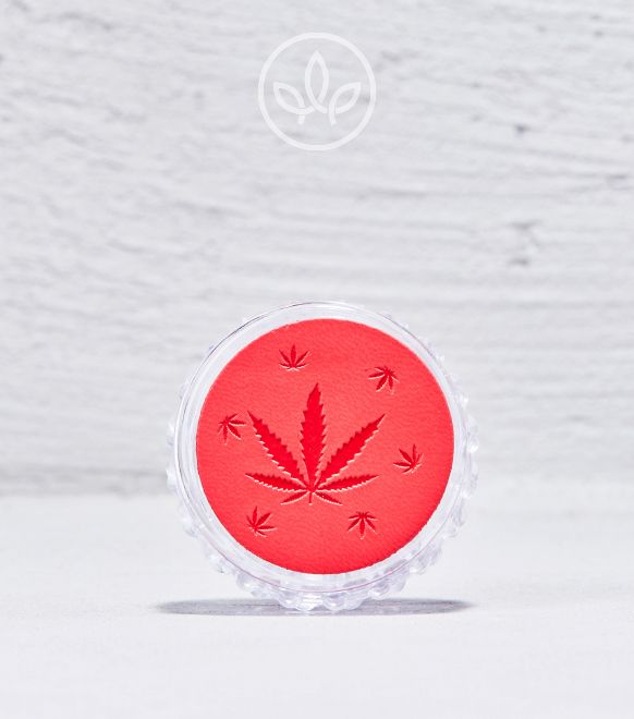 Plastik Grinder mit Cannabis Logo 48mm 3-teilig, Rot