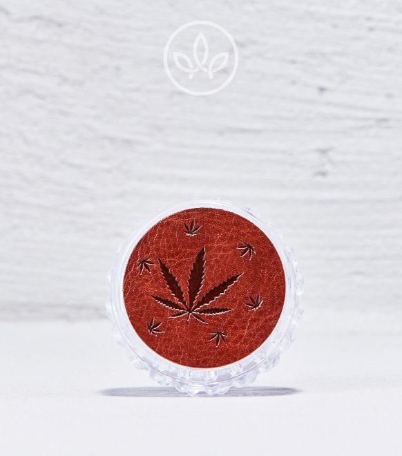Plastik Grinder mit Cannabis Logo 48mm 3-teilig, Braun
