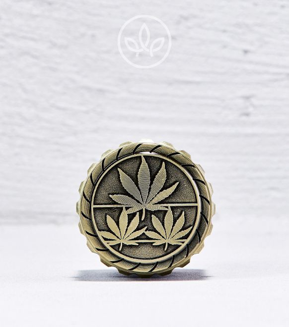 Metall Grinder mit Cannabis Gravur 45mm 4-teilig, Gold