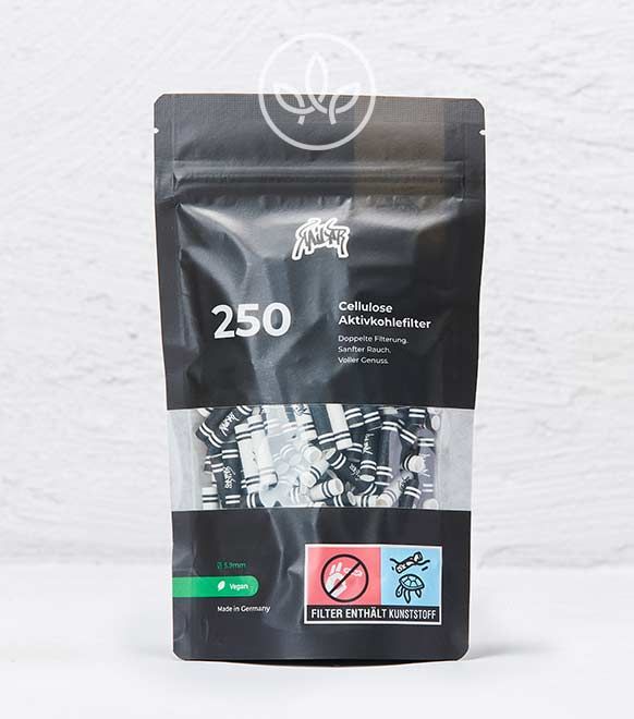 Aktivkohlefilter mit Zellulose-Caps 250er, Weiß-Schwarz Mix