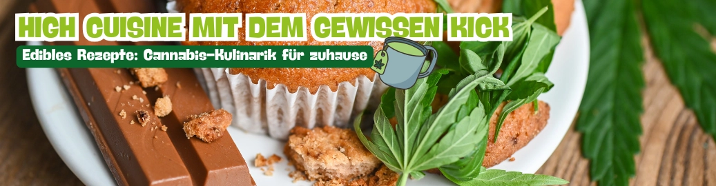 Backwaren und Cannabisblätter als Symbolbild für Edibles Rezepte