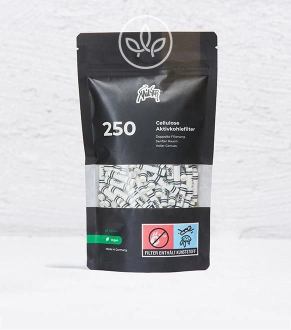 Aktivkohlefilter mit Zellulose-Caps 250er, Weiß