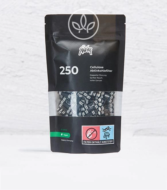 Aktivkohlefilter mit Zellulose-Caps 250er, Schwarz