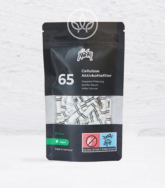Aktivkohlefilter mit Zellulose-Caps 65er, Weiß