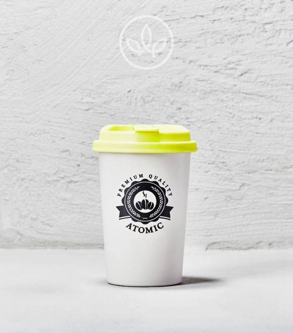 Aschenbecher Kaffeebecher mit Deckel, Gelb