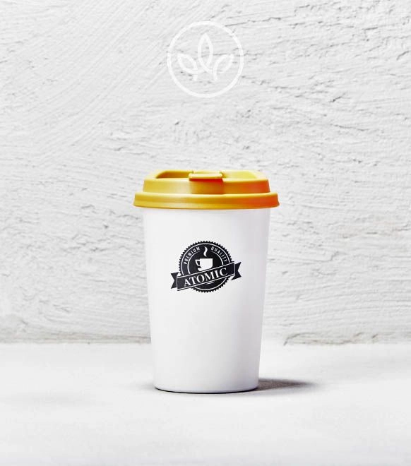 Aschenbecher Kaffeebecher mit Deckel, Orange