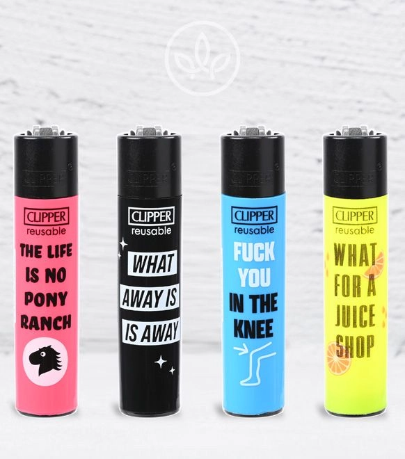 Clipper-Feuerzeug Denglish 6, komplette Motivreihe