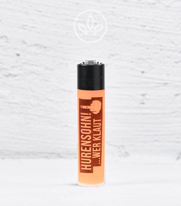 Clipper-Feuerzeug Hurensohn Wer Klaut, orange