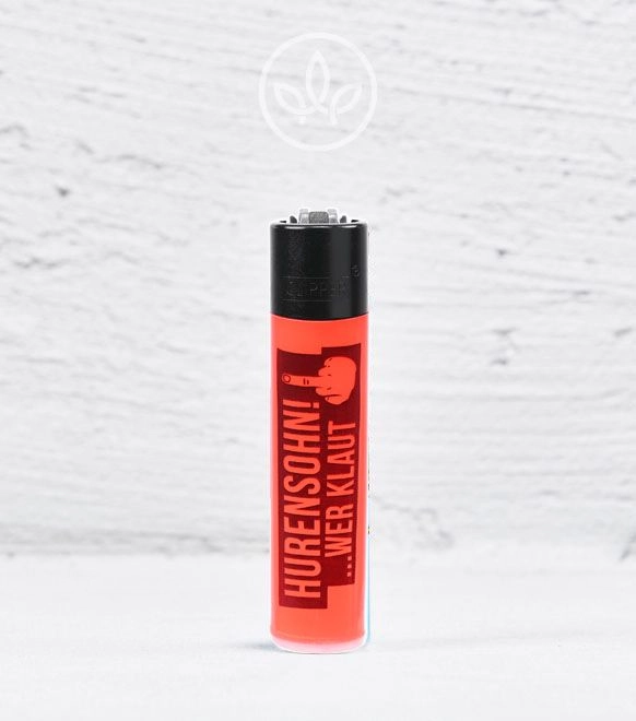 Clipper-Feuerzeug Hurensohn Wer Klaut, rot
