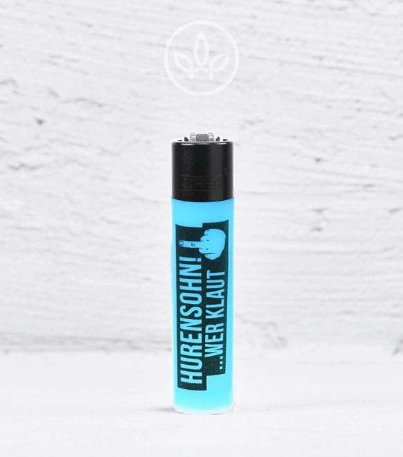 Clipper-Feuerzeug Hurensohn Wer Klaut, türkis