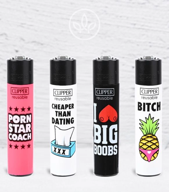 Clipper-Feuerzeug Porn Slogan, komplette Motivreihe