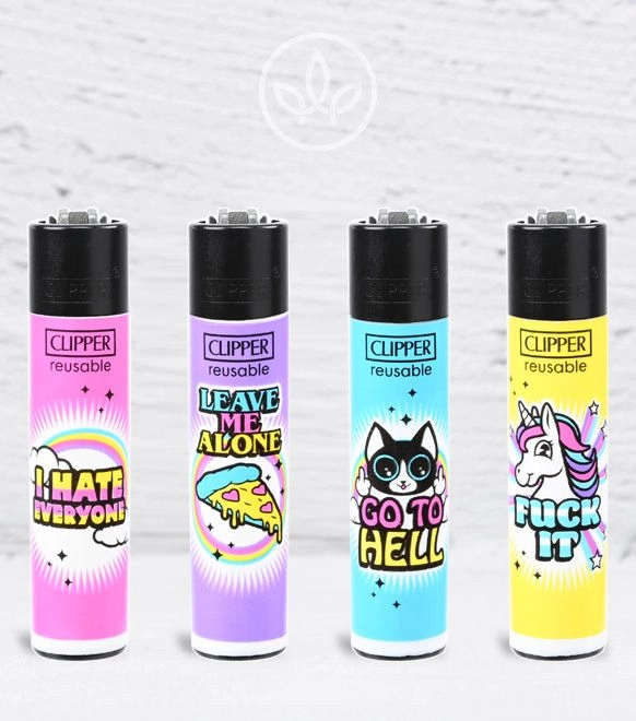 Clipper-Feuerzeug Slogan 15, komplette Motivreihe
