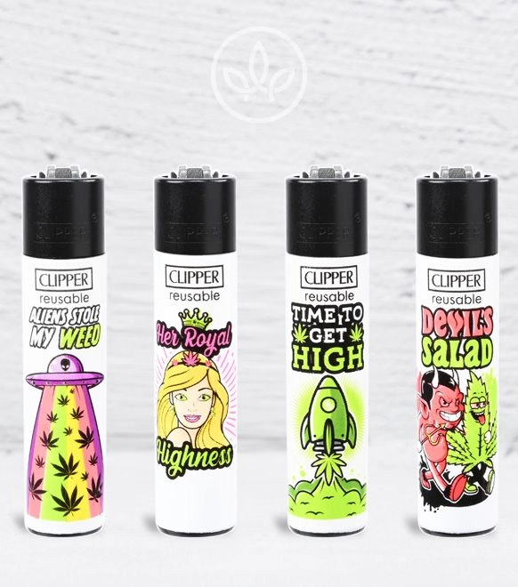 Clipper-Feuerzeug Weed Slogan 8, komplette Motivreihe