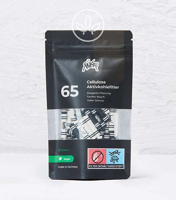 Aktivkohlefilter mit Zellulose-Caps 65er, Weiß-Schwarz Mix
