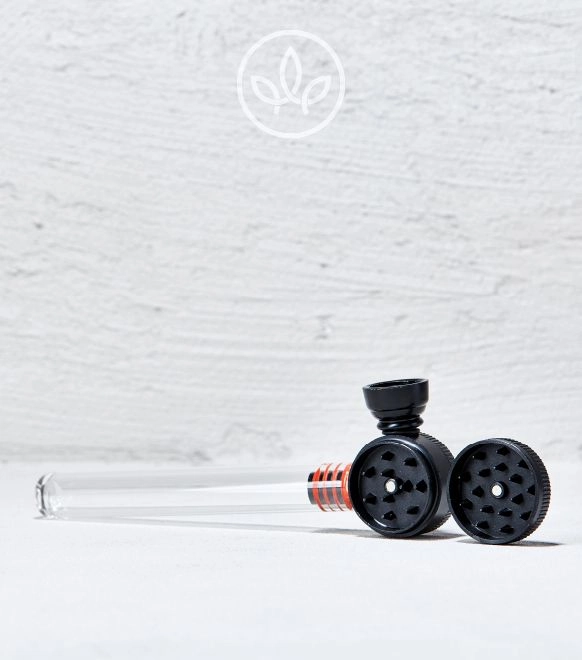 Glas Pfeife mit Grinder, Schwarz