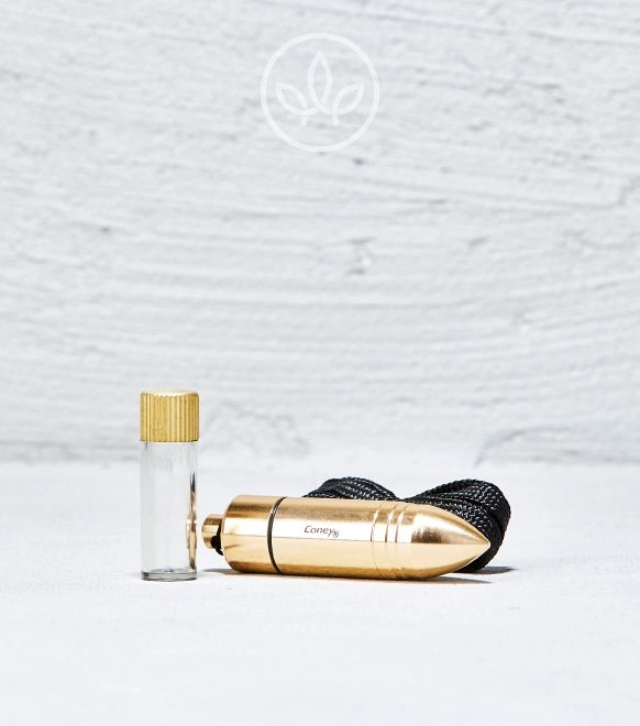 Pillendose in Projektilform, Gold