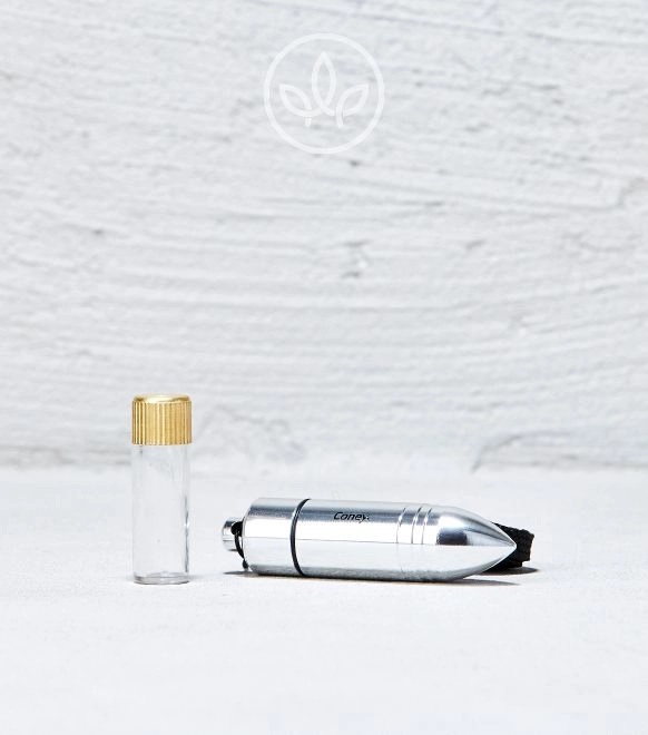 Pillendose in Projektilform, Silber