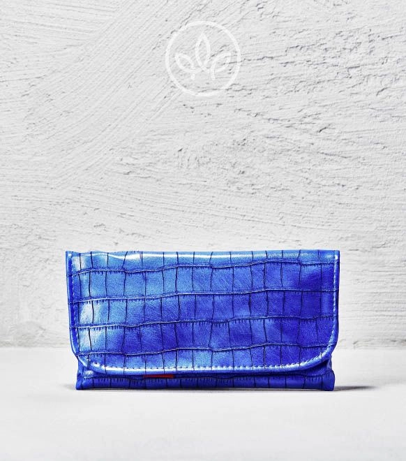 Tabak-Beutel XL Croco, Blau