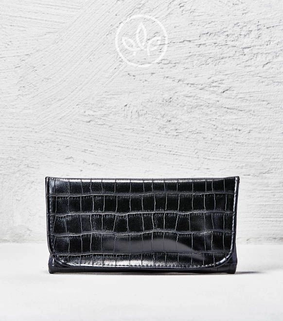 Tabak-Beutel XL Croco, Schwarz