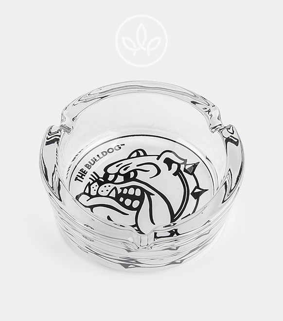 Aschenbecher aus Glas mit Logo Schwarz/Weiß